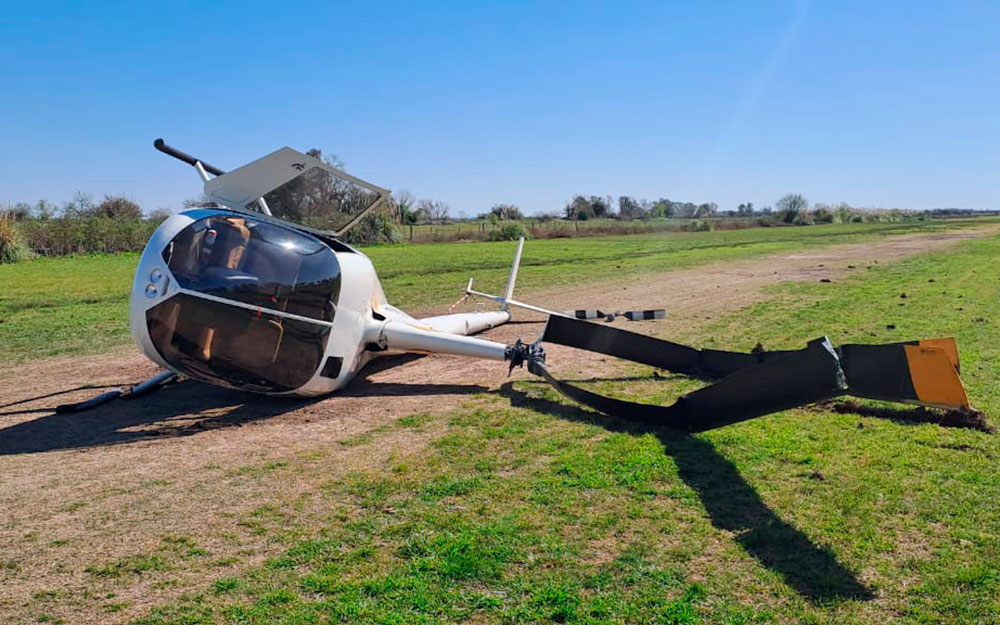 Accidentado aterrizaje de un helicóptero en el Aero Club de Escobar