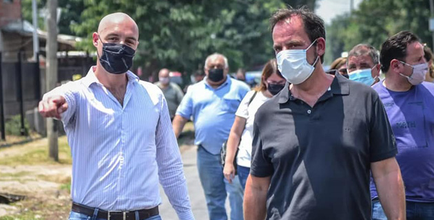 Sujarchuk y Ramil recorrieron en Garín la repavimentación de la calle 2 de Abril