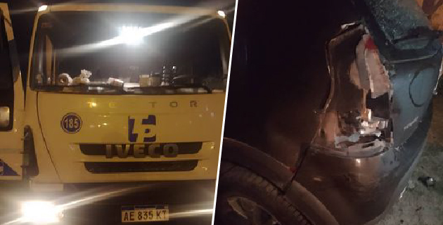 Camión recolector de residuos chocó un auto en un barrio de Matheu