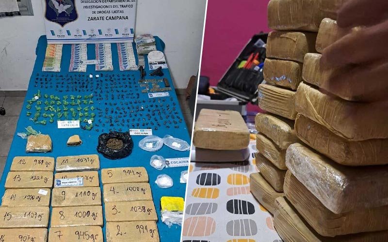 cocaína y marihuana incautada