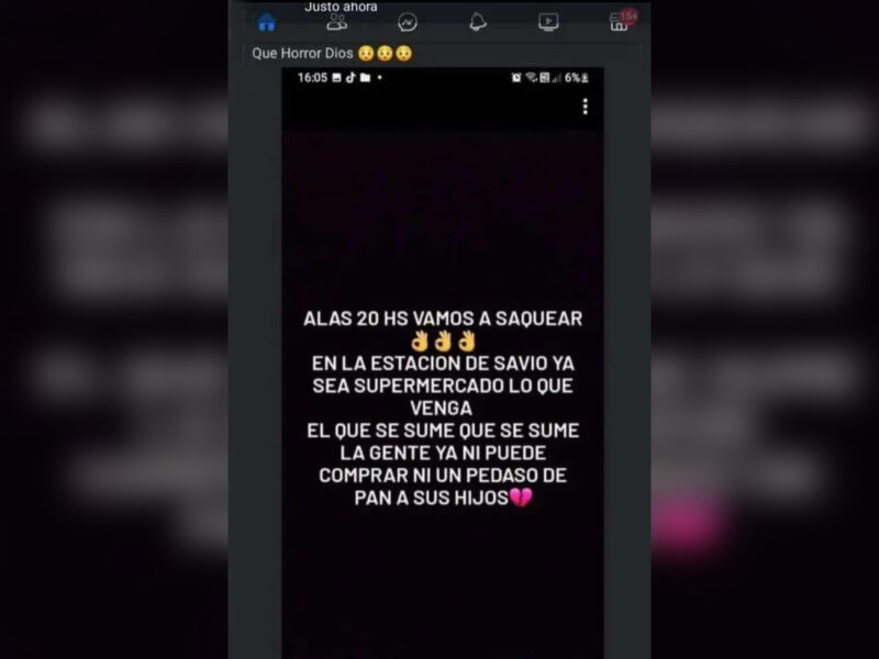 chat de WahstaApp convocando a saqueos en Savio