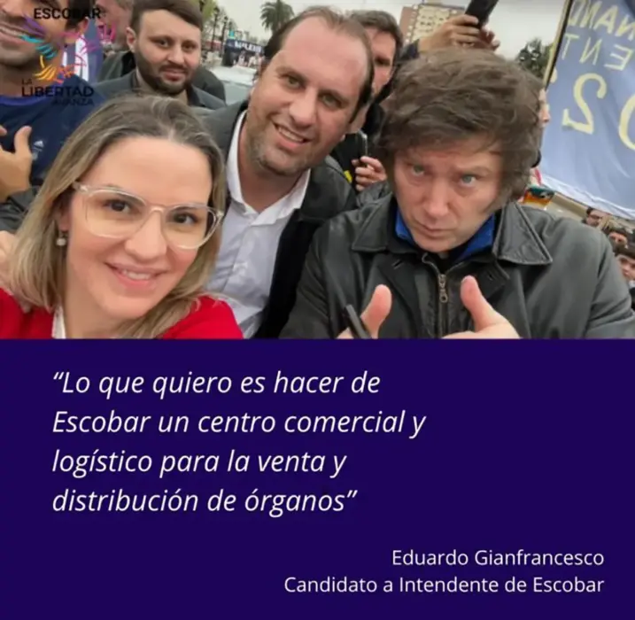 Una de las publicaciones de Albina Flores contra el candidato a intendente de Milei en Escobar