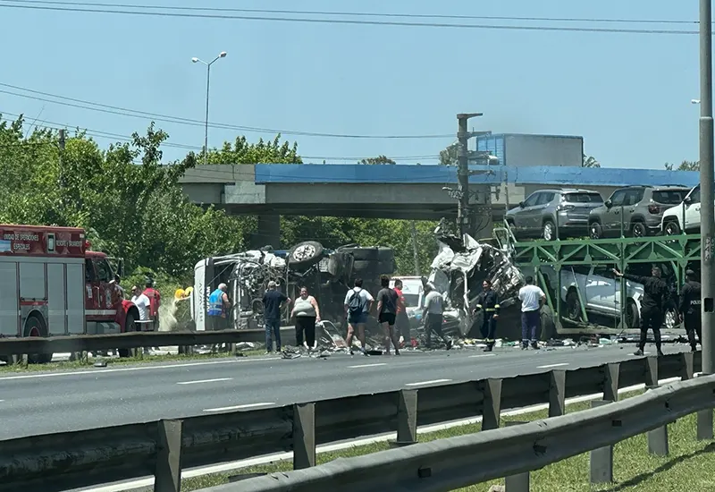 el camión mosquito quedó atravesando la mano a Provincia y el otro volcó sobre la Colectora Este