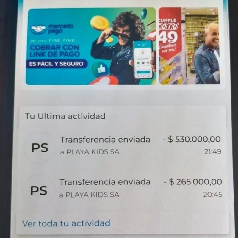 Captura del celular usado para abonar la cuenta con una aplicación apócrifa
