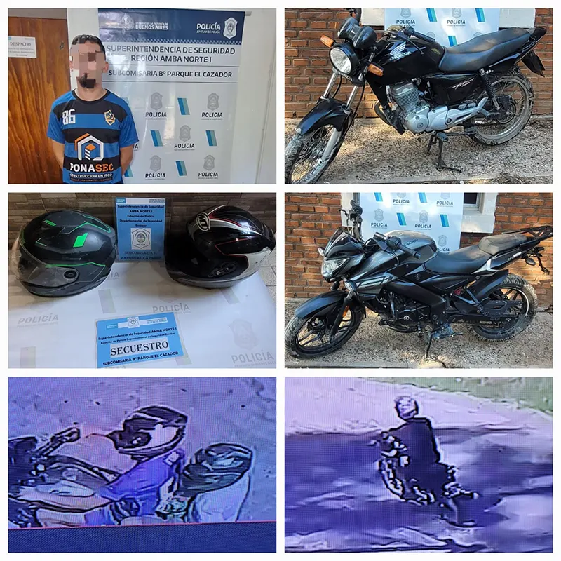 motos robadas, detenido y secuencia de camaras de seguridad