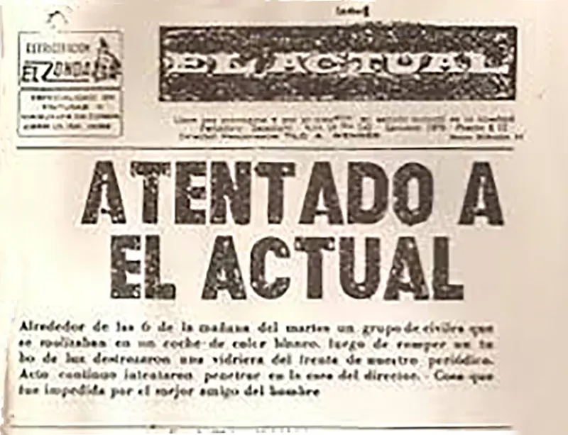 última tapa de El Actual, el periódico que dirigía Tilo Wenner