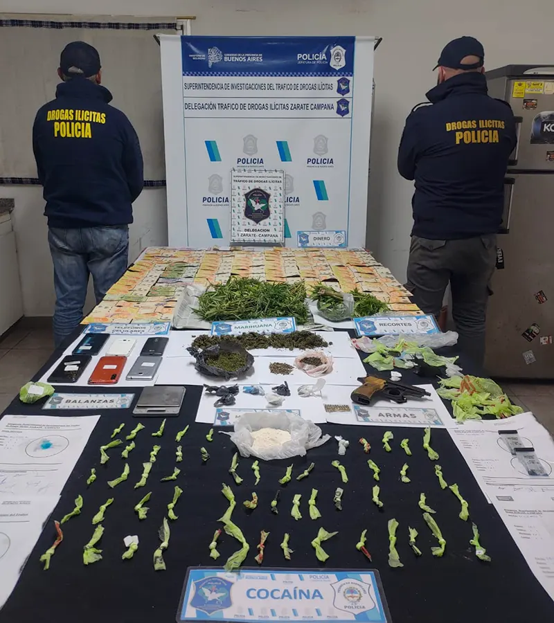 marihuana y cocaína incautada durante los allanamientos