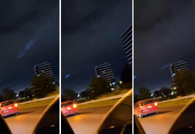 secuencia de luces en el cielo, a la atura de Panamericana y ruta 25