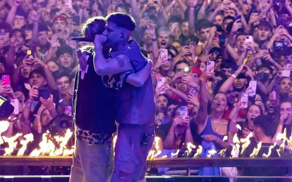 El escobarense Lucho SSJ cantó junto a Duki en el mítico estadio Bernabeu