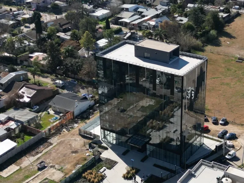 vista aérea de Boero Office, el edificio donde funciona el Polo Judicial