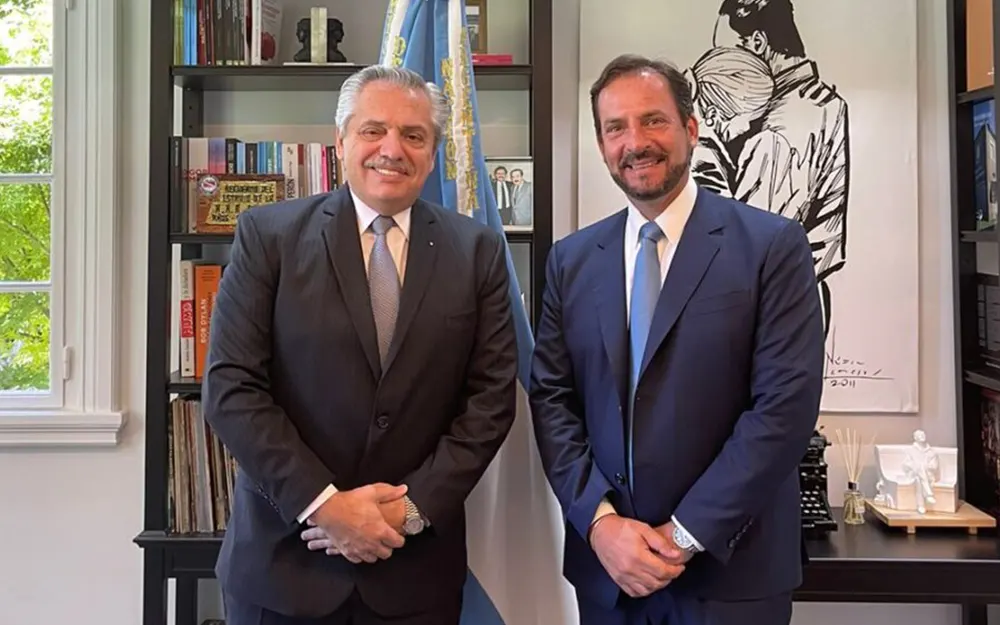 Alberto Fernández y Ariel Sujarchuk en la quinta de Olivos