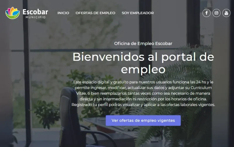 home del sitio web del portal de empleo del Municipio