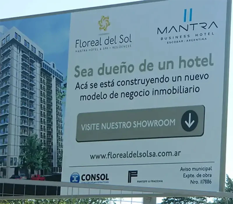 cartel de Floreal del Sol y Manta Hotel