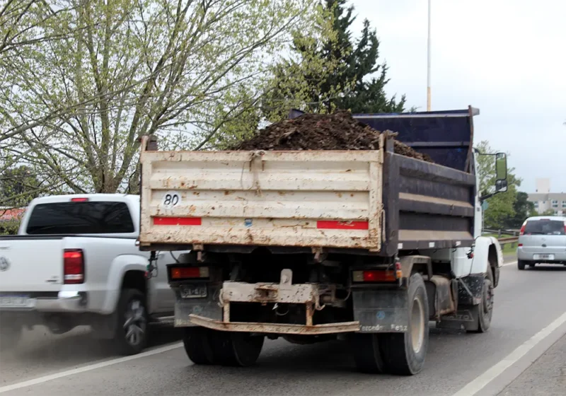 una camioneta se adelanta a un camión en el puente de loma verde