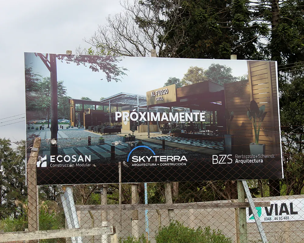 Cartel promocional del Quo Loma Verde con la mención de sus desarrolladores