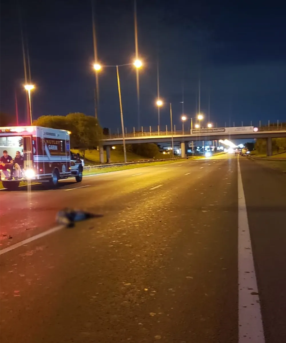 El cuerpo del hombre atropellado por el camión quedó desmembrado sobre la autopista
