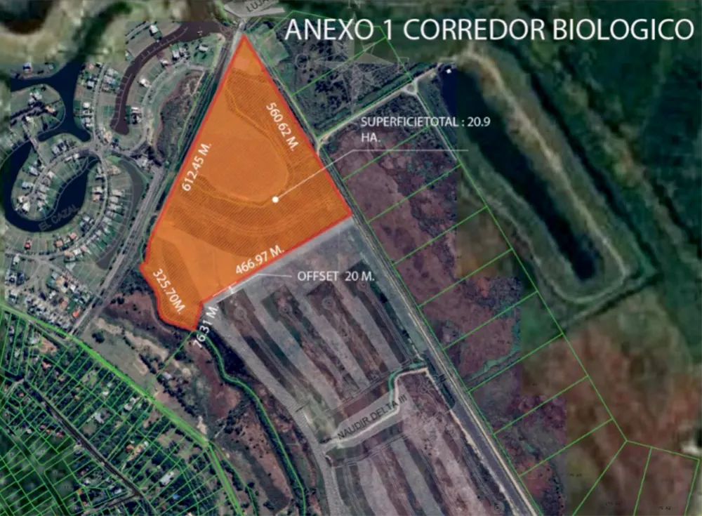 mapa del corredor biológico de El Naudir Delta