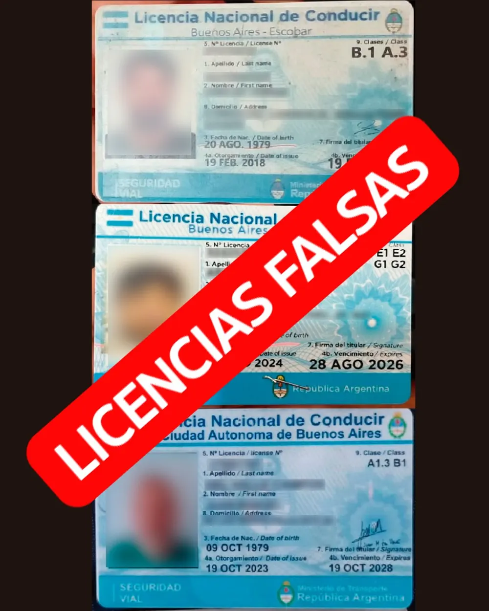 licencias de conducir falsas