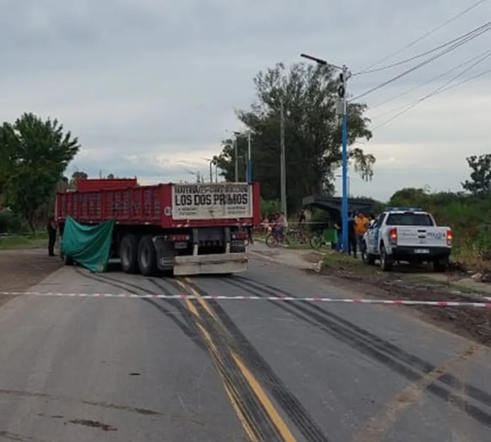 el camión detenido sobre la ruta
