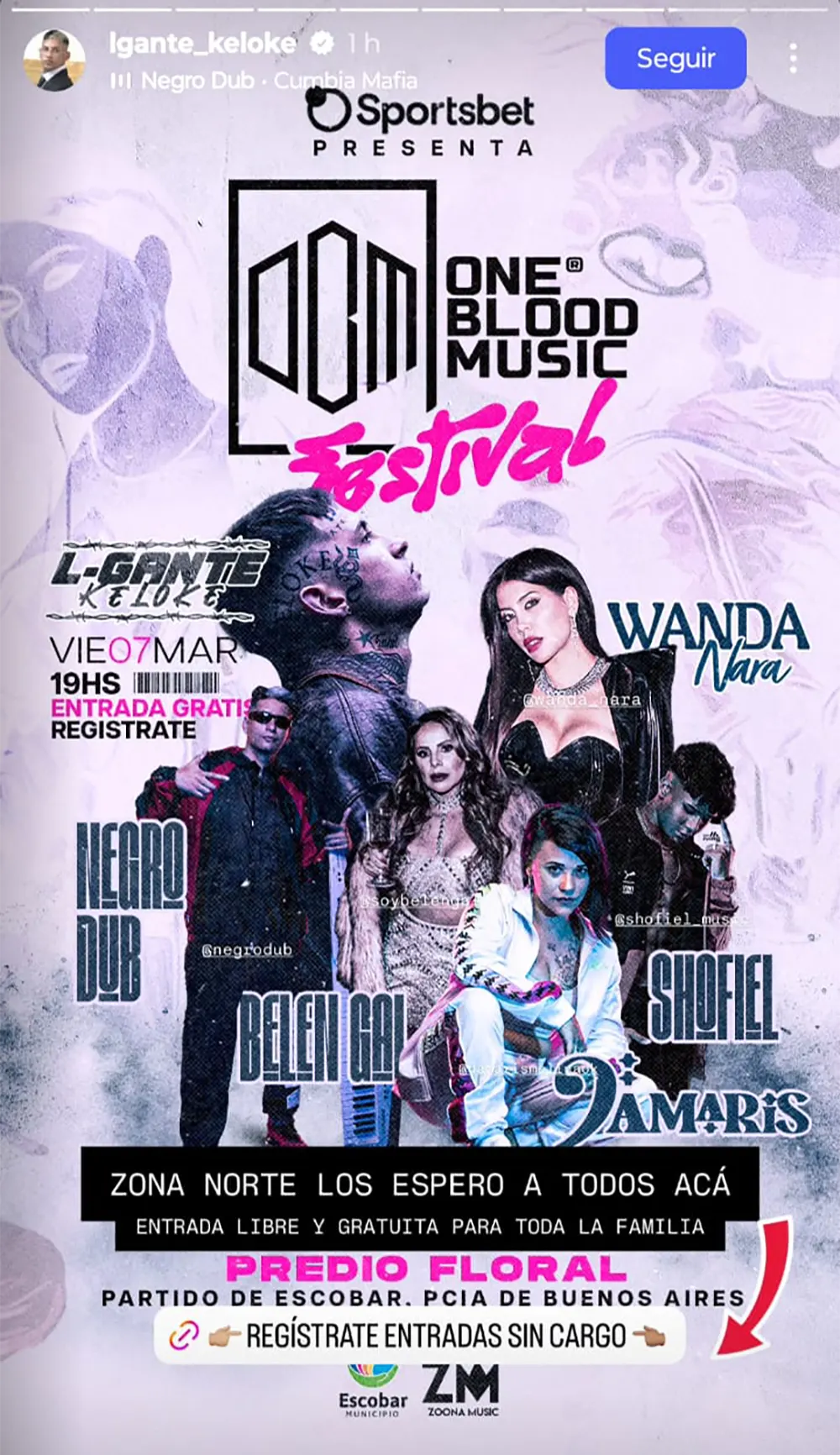 flyer del evento publicado por L-Gante