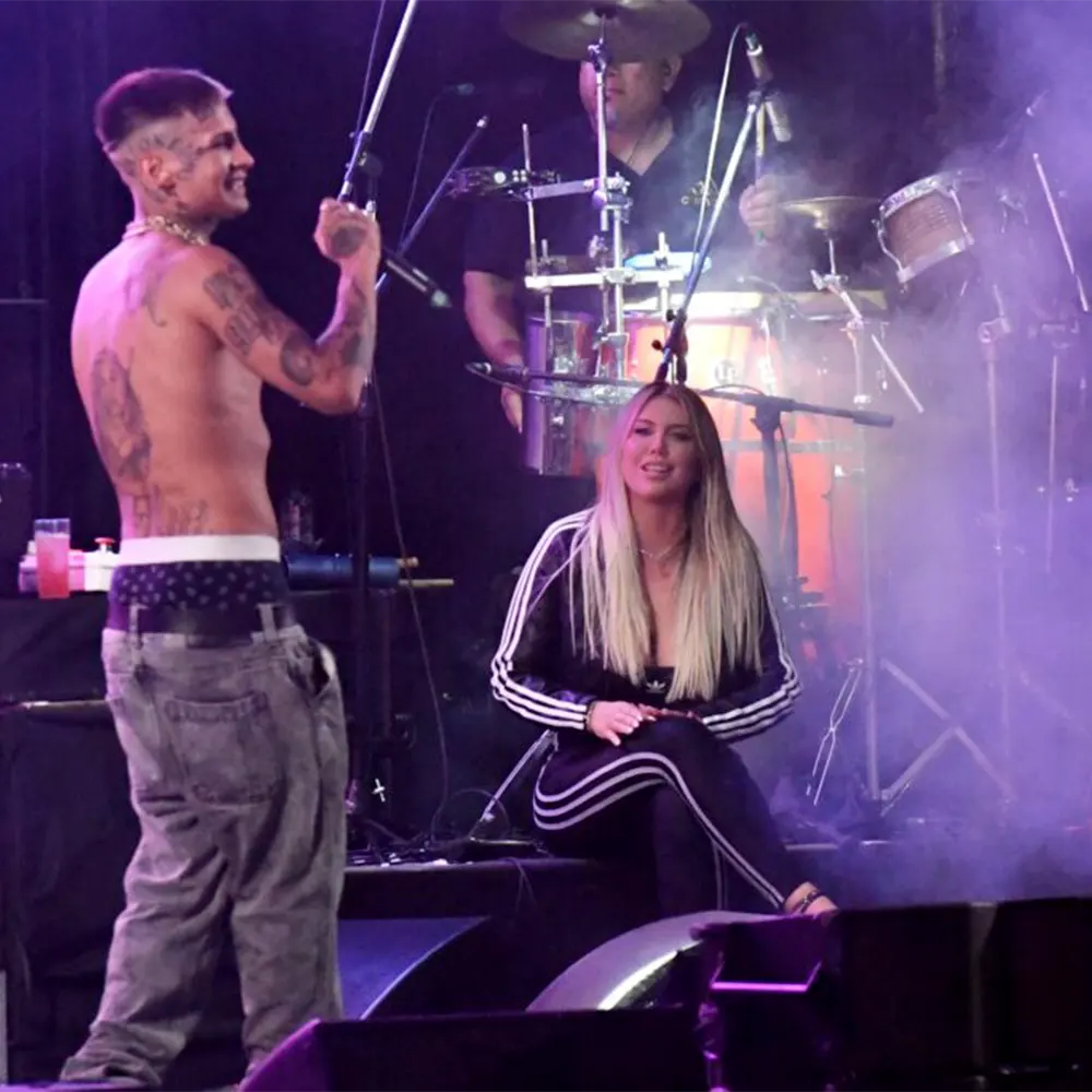 L´Gante canta y Wanda Nara lo mira