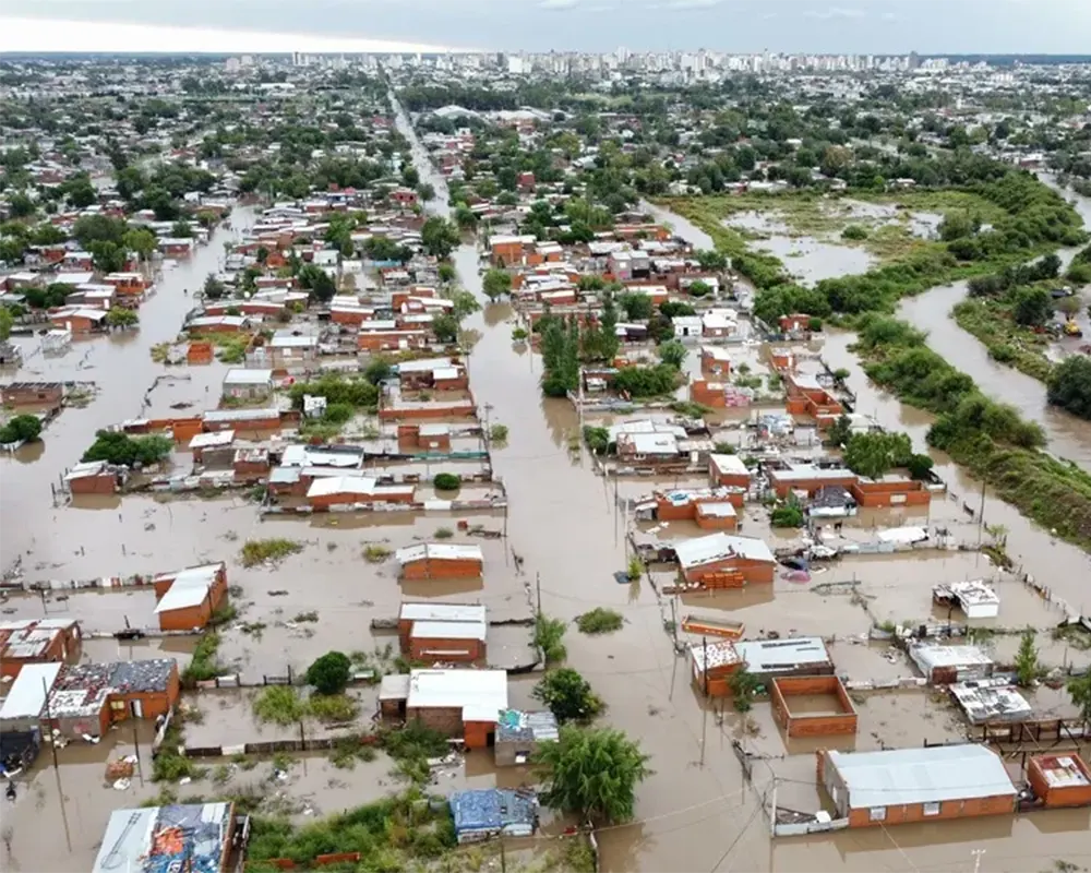 vista aérea de la inundación de Bahia Blanca
