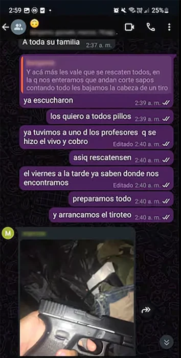Chat de WhatsApp en el que se planificaba el supuesto ataque
