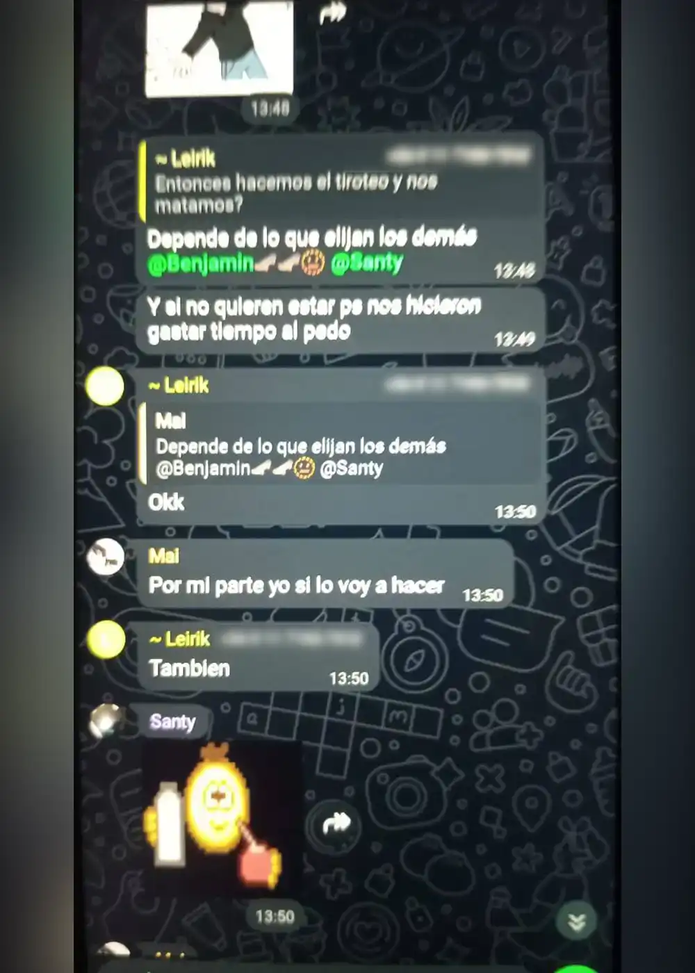 Chat de WhatsApp entre alumnos donde hablaban de organizar la masacre