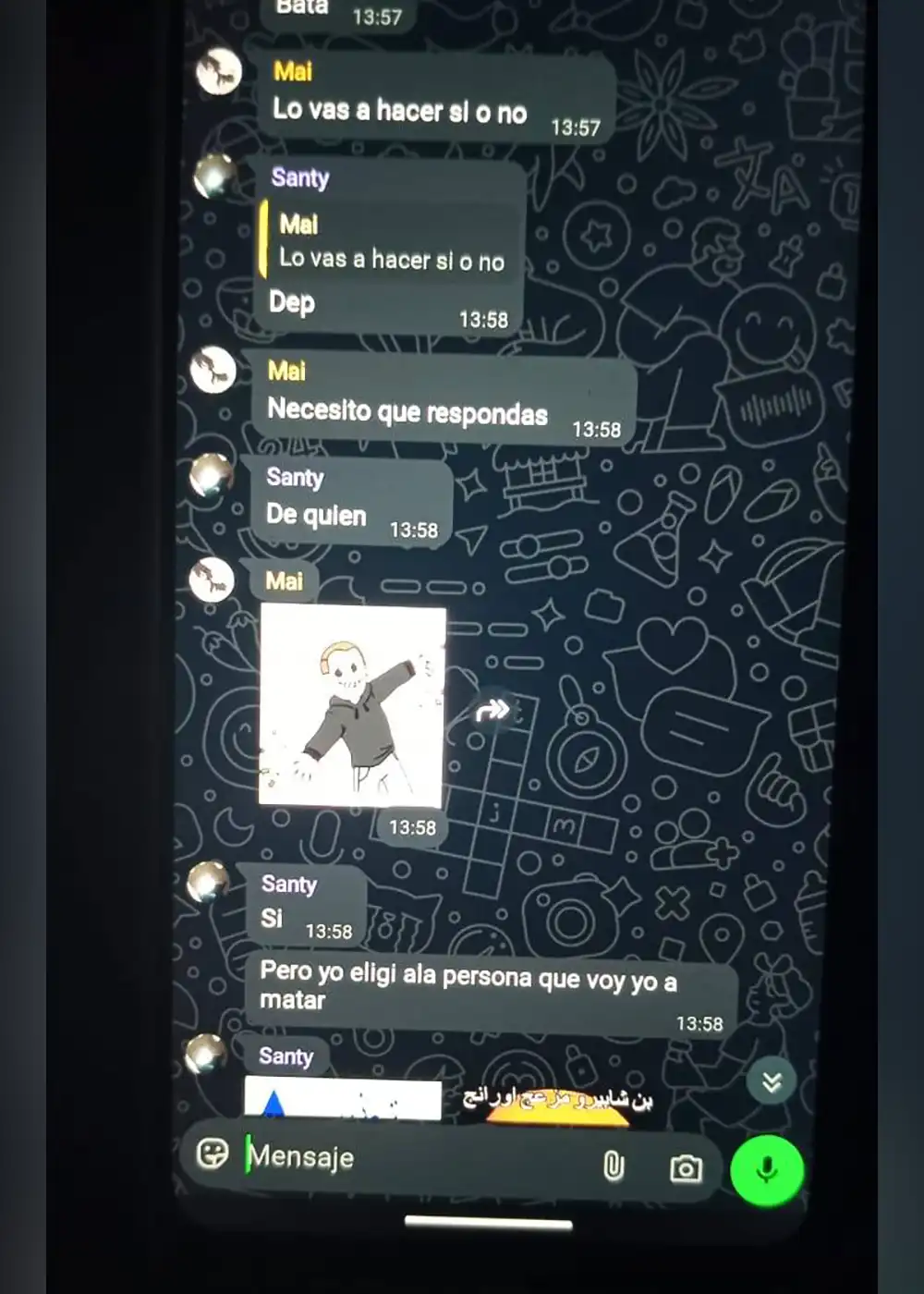 Chat de WhatsApp entre alumnos donde hablaban de organizar la masacre