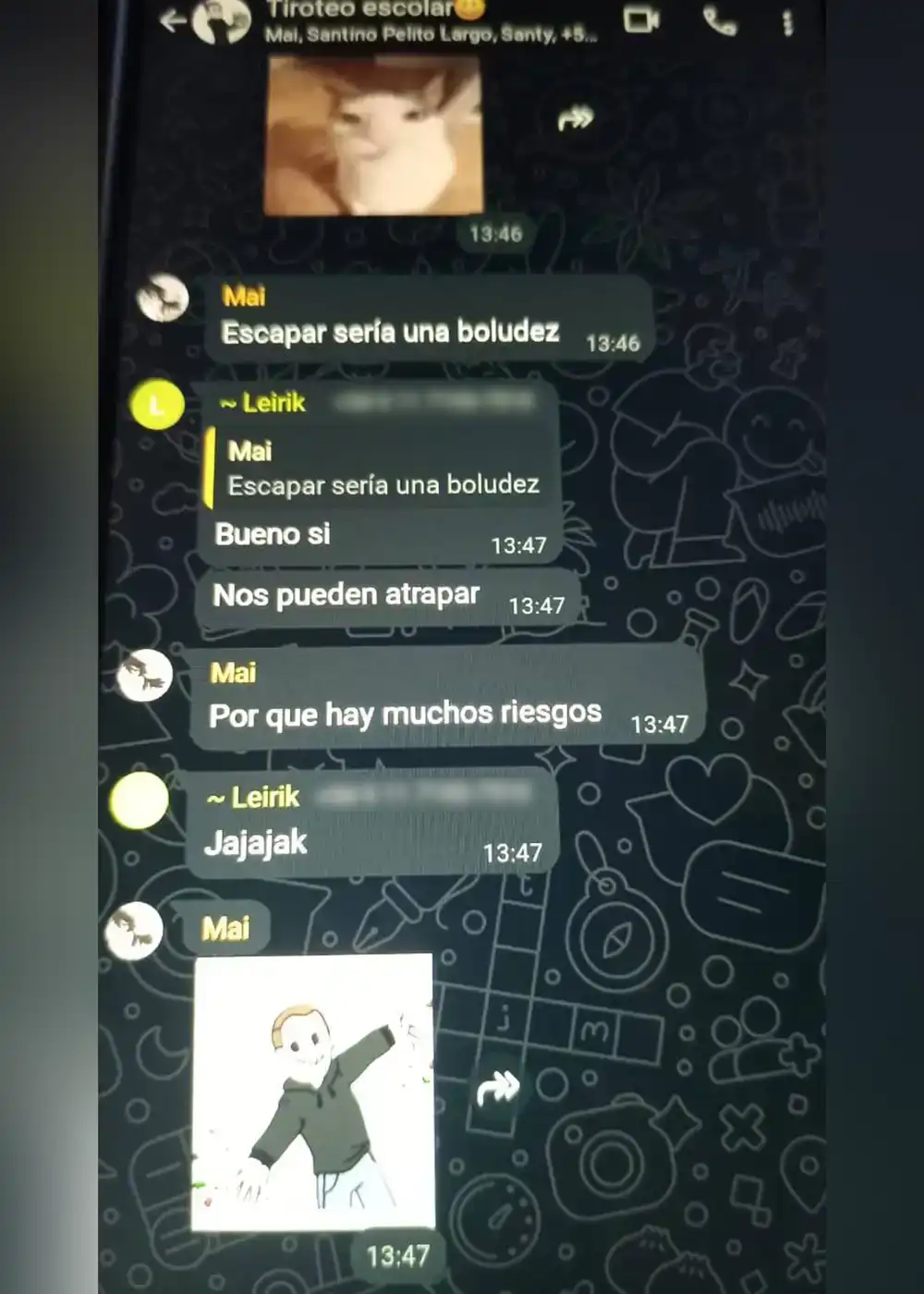Chat de WhatsApp entre alumnos donde hablaban de organizar la masacre