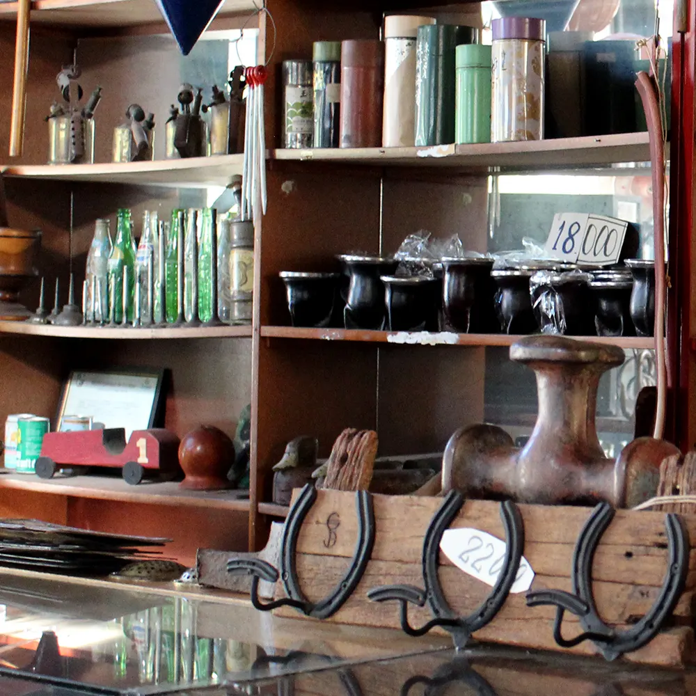 Estantes con antigüedades