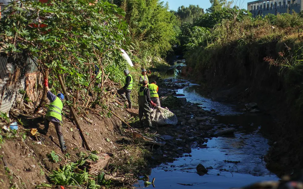 arroyo bedoya voluntarios limpiando el arroyo de Garín