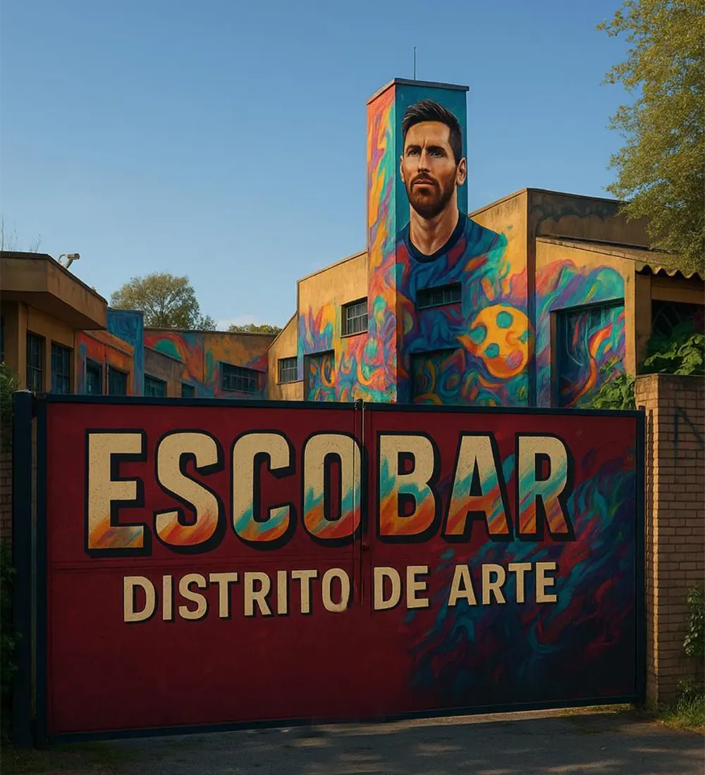 Mural de Messi en el futuro Distrito de Arte