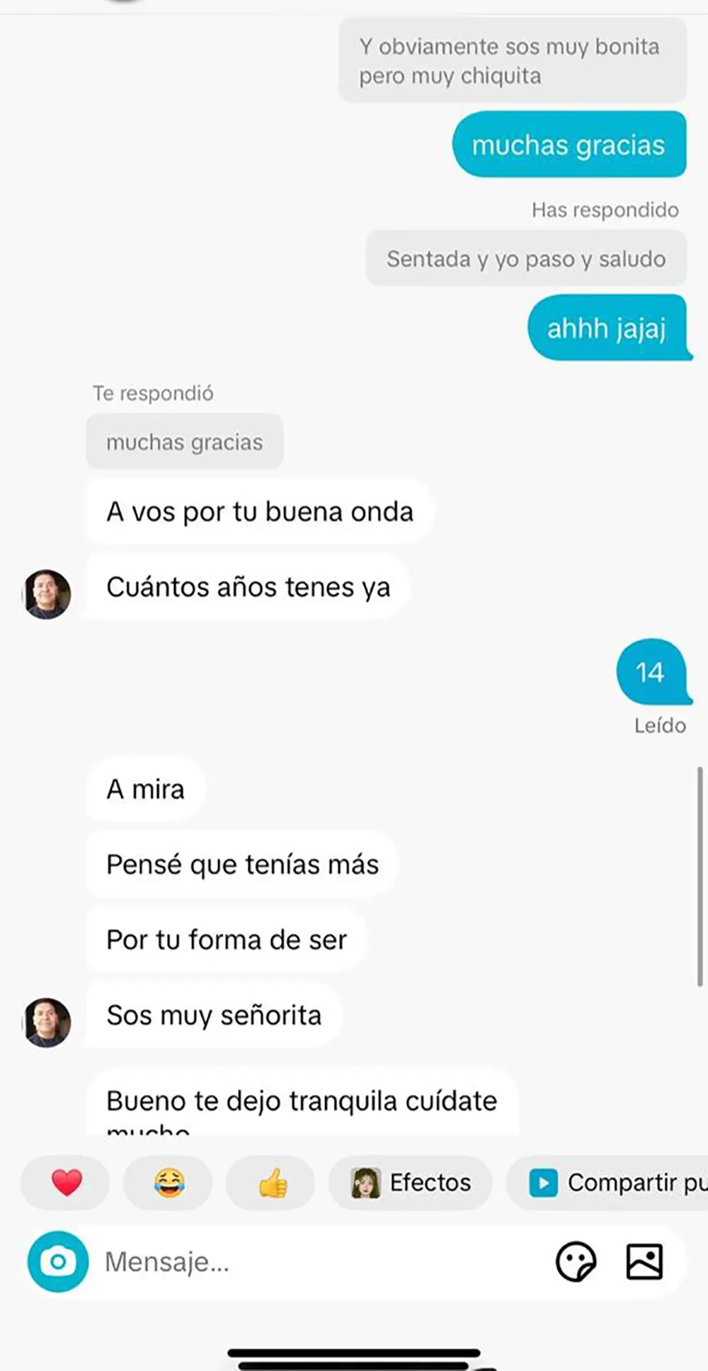 Chat de Sergio Álvarez con una menor de 14 años