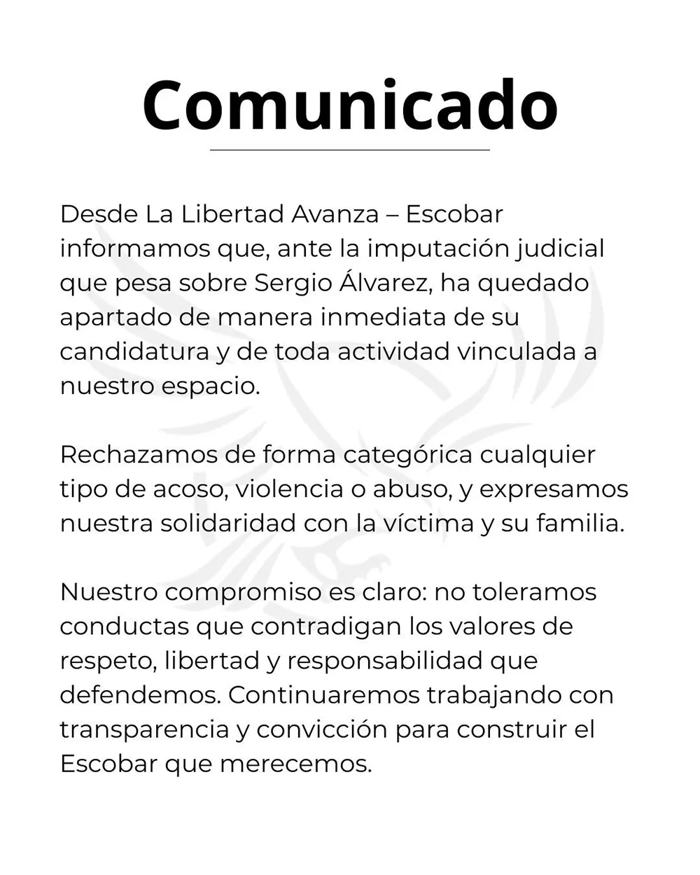 Comunicado de La Libertad Avanza