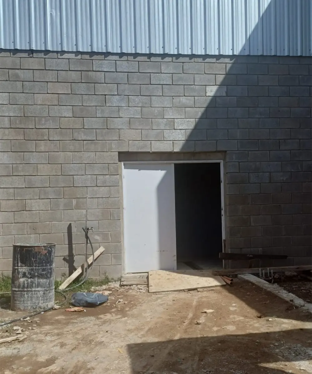 Exterior del galpón donde el hombre se quitó la vida