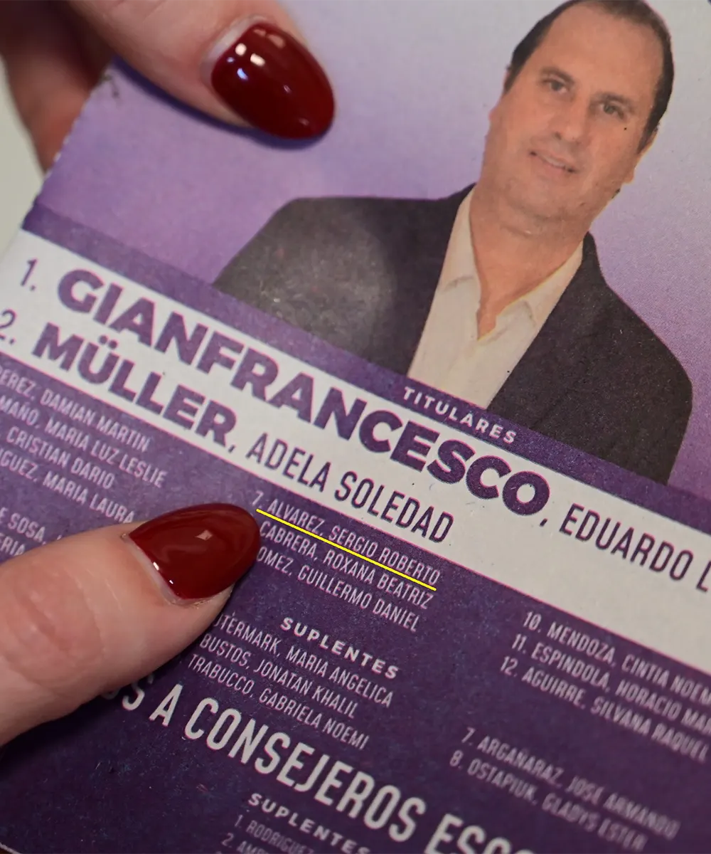 Boleta de La Libertad Avanza con el nombre de Sergio Álvarez en séptimo lugar