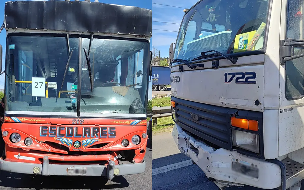 Un camión chocó a un colectivo que llevaba gente a la Fiesta de la Flor