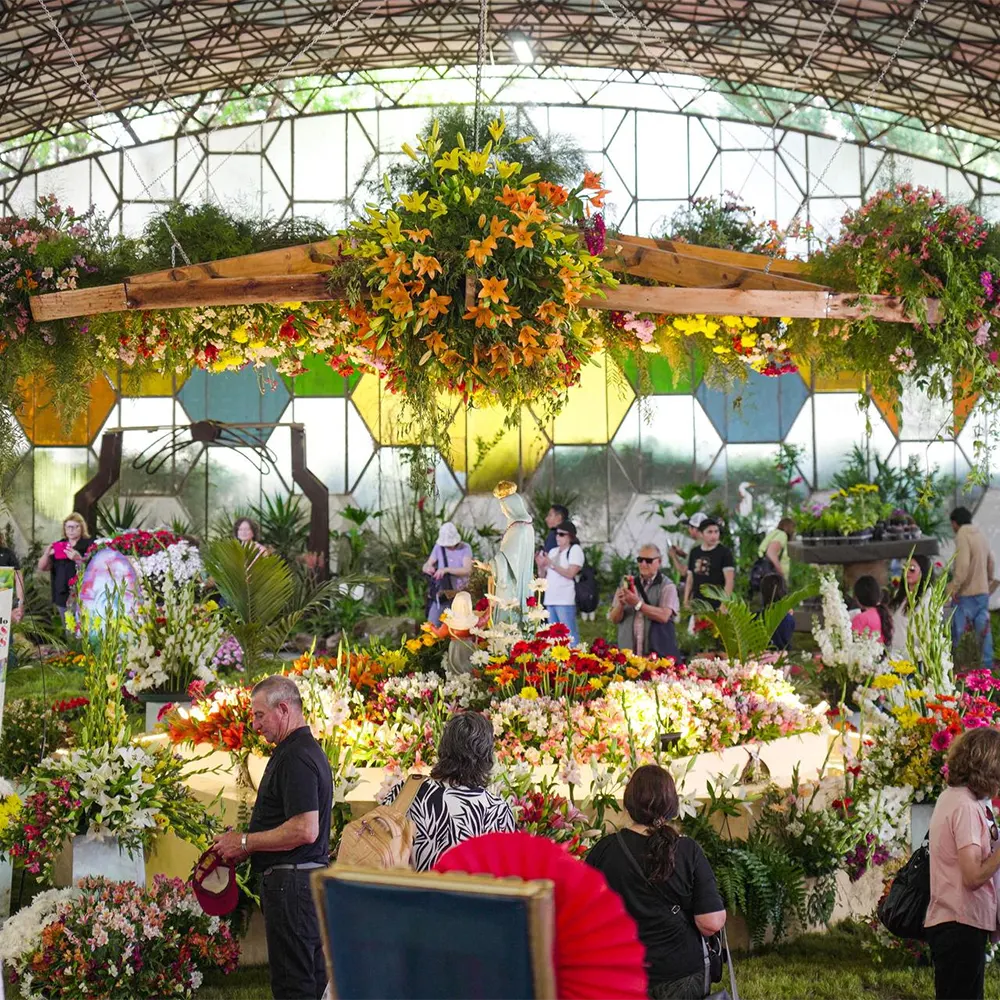 Flores expuestas en uno de los pabellones