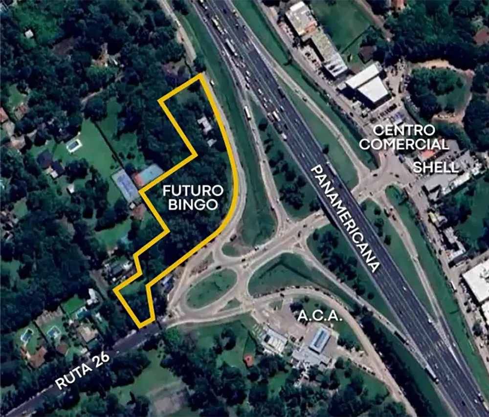 Mapa satelital del lugar donde se emplazaría el bingo