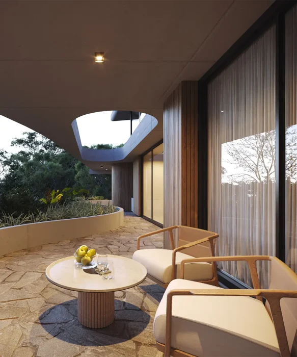 Area de descanso del proyecto Orillas House.