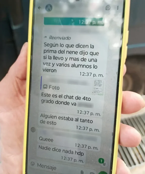 Mensaje de texto en el grupo de padres del colegio