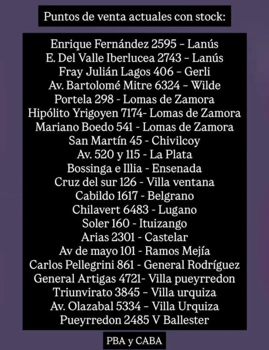 Direcci&oacute;n de las sucursales de Zendem Alfajores .