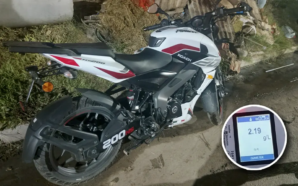 Conductor se cayó de la moto en Escobar y el test de alcoholemia le dio 2,19