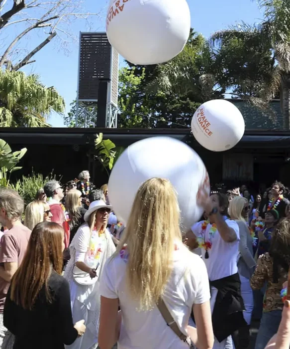 Animacion de le fiesta con pelotas.