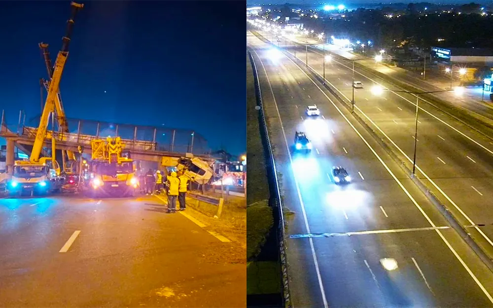 Autopistas del Sol retiró la pasarela derrumbada por un camión arenero