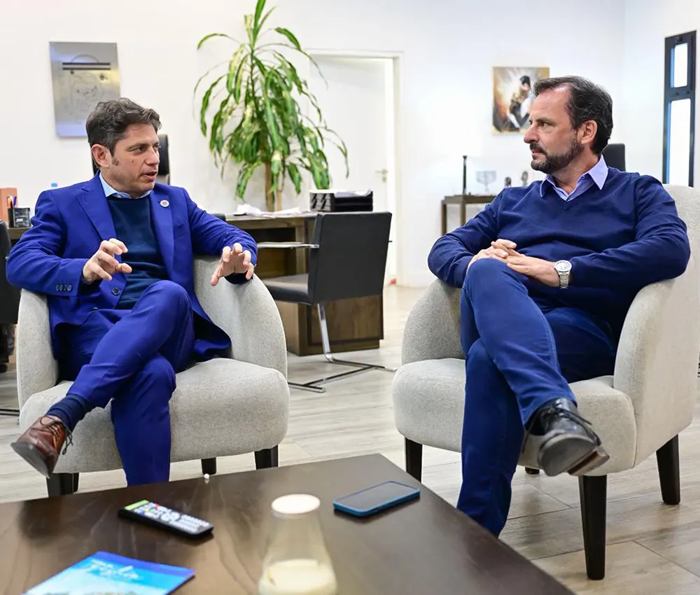 El gobernador provincial, Kicillof y el intendente Sujarchuk.