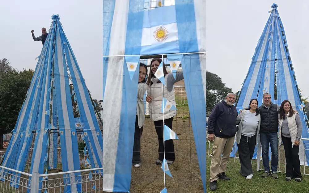 Una postal patria en la estación de Garín para celebrar su aniversario y el Mundial