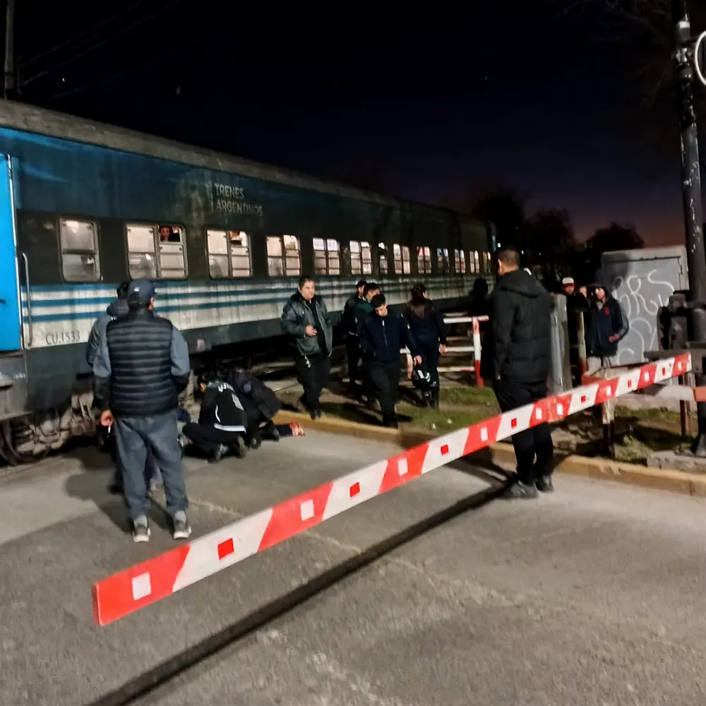 Polic&iacute;as y personal del SAME asisten a la mujer, de 77 a&ntilde;os, tendida al costado del tren luego de ser embestida.
