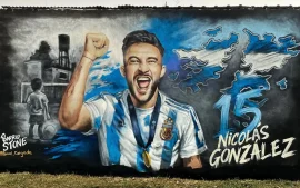 Mural de Nico Gonzales pintado por Flavio Valente.
